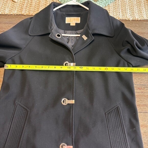 Michael Kors Black Jacket Silver Hardware Classic Pea Coat Womens Size M - Picture 7 of 10